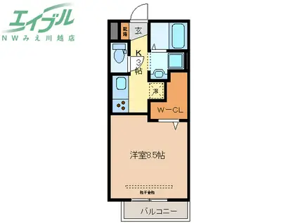 サクラーレ朝日(1K/2階)の間取り写真