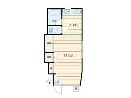 大城ハイツ(1K/3階)の間取り写真