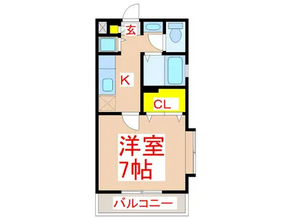 PLEINDOR COURT(1K/1階)の間取り写真