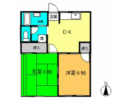 コーポ清水(2DK/1階)の間取り写真