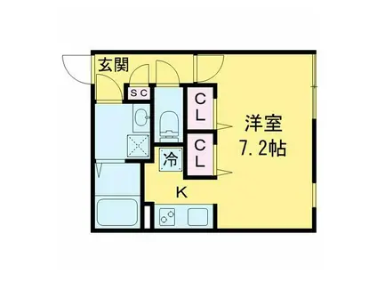 BRANCHE桜新町II(1K/4階)の間取り写真