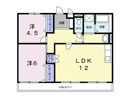 ソルジェンテ金剛(2LDK/3階)の間取り写真