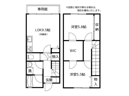 ファイン西荒屋D棟(2LDK/1階)の間取り写真