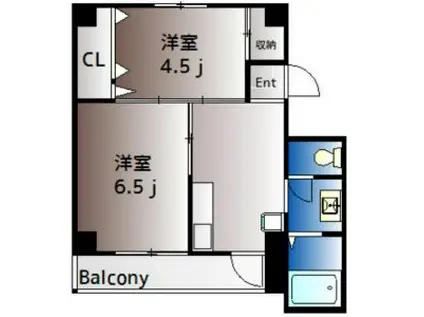 ヴィラナリー国ケ原 1号棟(2K/3階)の間取り写真