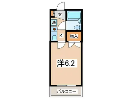 WOODBELLIIA(1K/1階)の間取り写真