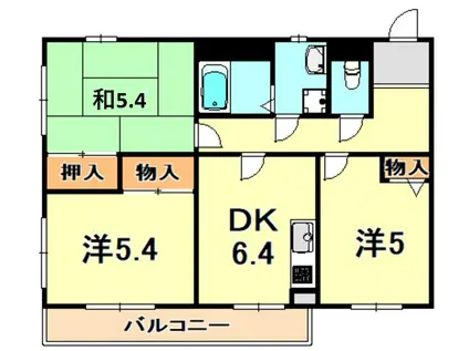 平岡ハイツ(3DK/2階)の間取り写真