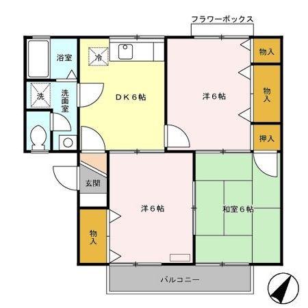 ニュー篠原ハイツ(3DK/2階)の間取り写真