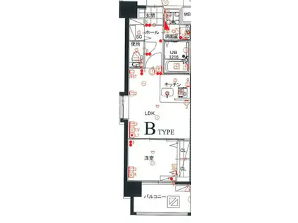 レジデンシャルヒルズ上呉服(1LDK/2階)の間取り写真