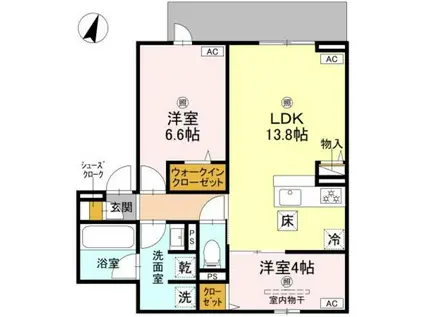 クラシスト苅田ウエスト(2LDK/1階)の間取り写真