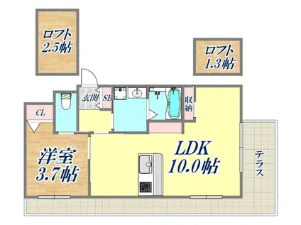 GRAN KOBELIA津門大箇(1LDK/1階)の間取り写真
