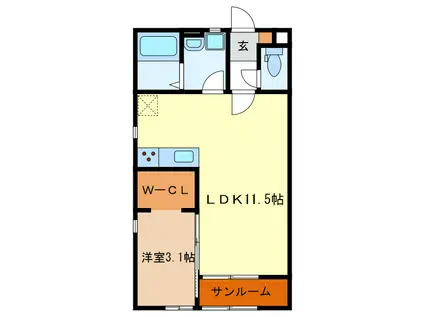 LA VITA(1LDK/1階)の間取り写真