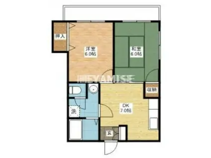 ケンゾーナガヨ(2DK/1階)の間取り写真