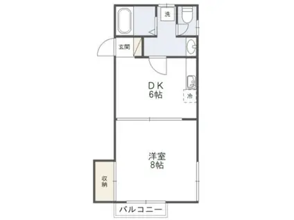 レジデンスK(1DK/2階)の間取り写真