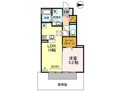 D-ROOMすぎうら(1LDK/1階)の間取り写真
