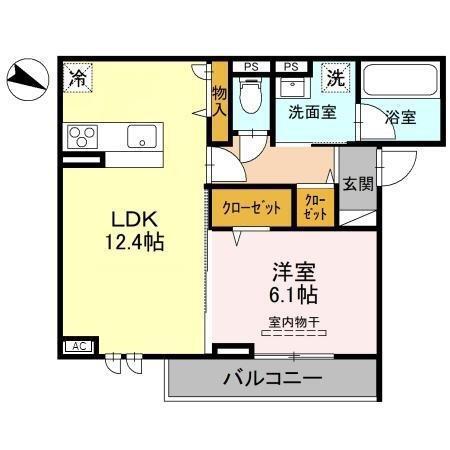 プリュニエ(1LDK/2階)の間取り写真