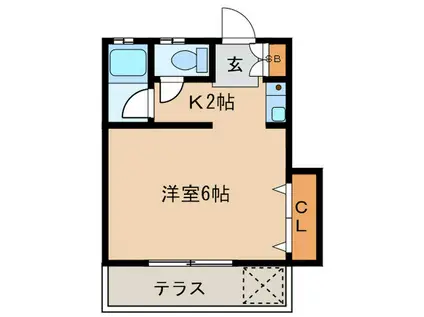 東急世田谷線 上町駅 徒歩7分 3階建 築37年(1K/1階)の間取り写真