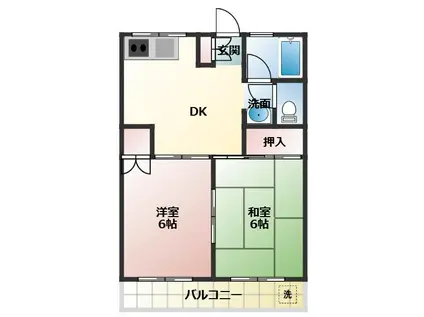 ハイツ寿(2DK/3階)の間取り写真