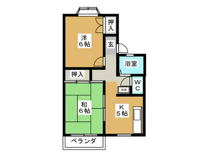 アーバンハイツ C棟(2K/1階)の間取り写真