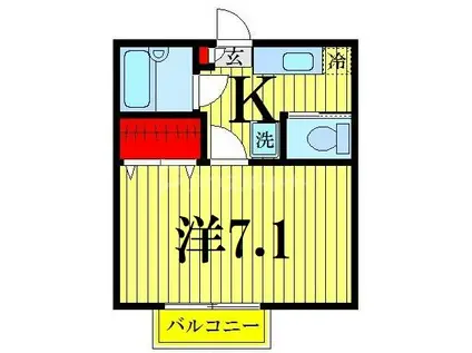 ソレーユ中央(1K/1階)の間取り写真