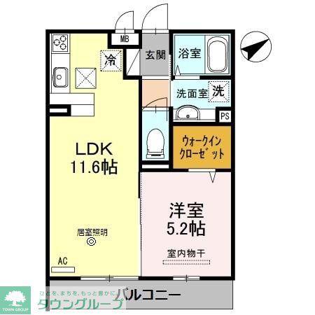 リヴェールⅡ(1LDK/1階)の間取り写真