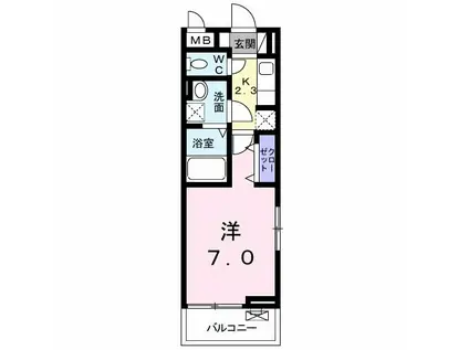 ブック フィールドII(1K/2階)の間取り写真