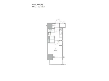 エルプレイス天神南(1K/2階)の間取り写真