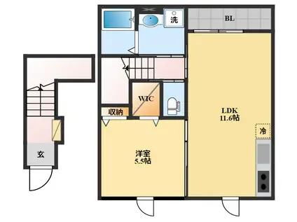 アンブルマント(1LDK/2階)の間取り写真