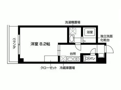 ＪＲ片町線 野崎駅(大阪) 徒歩8分 4階建 築26年(1K/1階)の間取り写真