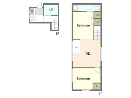 ＪＲ横浜線 古淵駅 徒歩23分 2階建 築48年(2DK/2階)の間取り写真