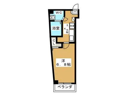 グラン・プレイス(1K/2階)の間取り写真