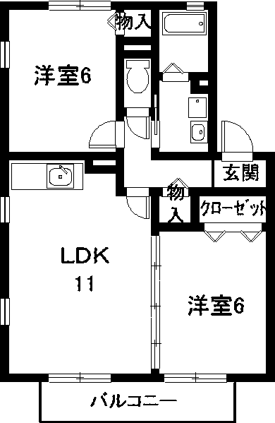 セレッソプリマベーラ(2LDK/2階)の間取り写真