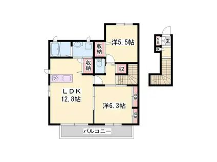 メゾンドモンテヴァンB(2LDK/1階)の間取り写真