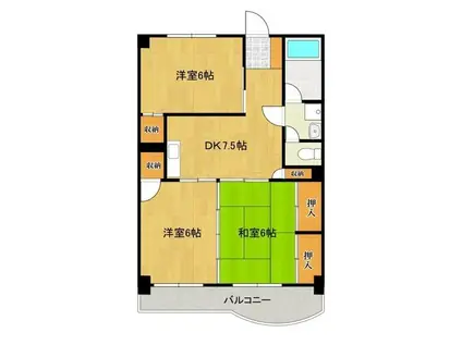 レジデンス花畑南(3DK/5階)の間取り写真