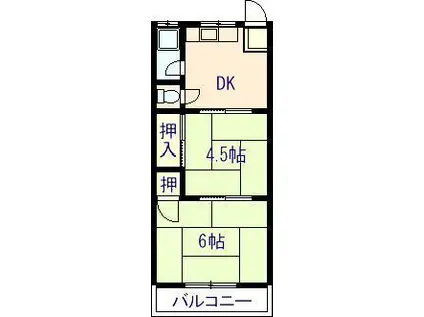 第2浜川コーポ(2K/2階)の間取り写真