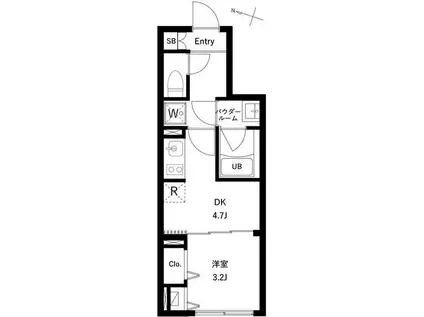 ワーフ大井町ウエスト(1DK/2階)の間取り写真