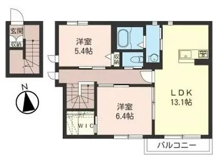 ボナール SHAMAISON(2LDK/2階)の間取り写真