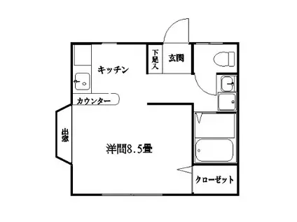 スカイハイツ光山(ワンルーム/1階)の間取り写真