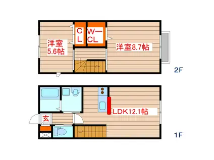 ＪＲ仙石線 宮城野原駅 徒歩7分 2階建 築13年(2LDK/1階)の間取り写真
