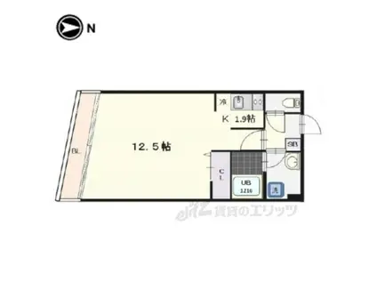 ブランネージュ銀閣寺道(1K/2階)の間取り写真