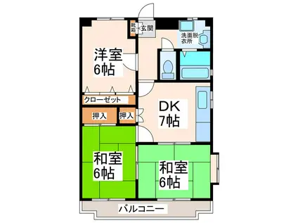 メゾンドルミエール(3DK/1階)の間取り写真