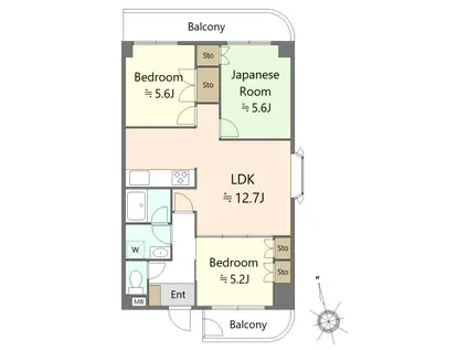 フォルクローレ(3LDK/4階)の間取り写真