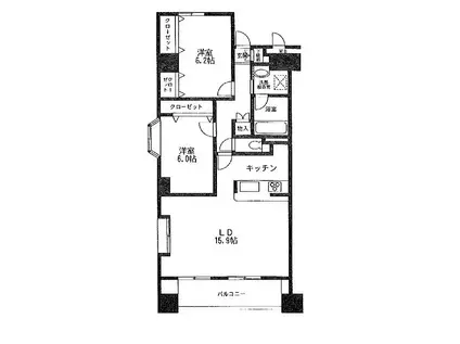 コトヒルズ(2LDK/6階)の間取り写真