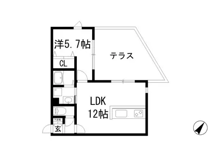 A LUX(1LDK/1階)の間取り写真