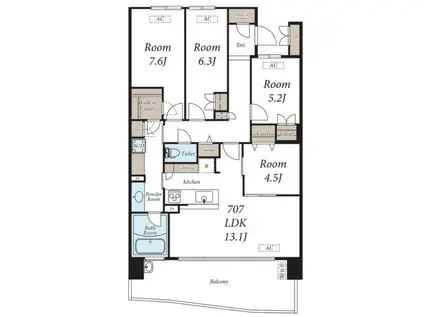 HARUMI FLAG SEA VILLAGE(4LDK/7階)の間取り写真