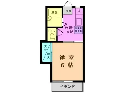 グリーンヒルズII(1K/1階)の間取り写真