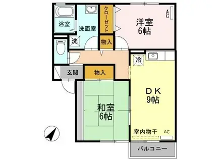 ローズガーデン(2DK/2階)の間取り写真