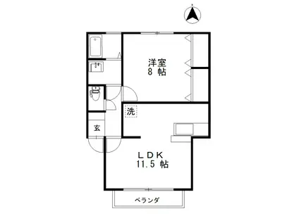 コーポJUSTY(1LDK/2階)の間取り写真