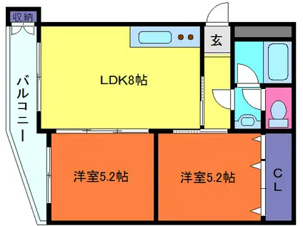 サンヴェール青谷(2DK/1階)の間取り写真