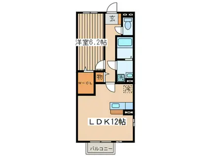 クレール四季彩の丘六番館(1LDK/2階)の間取り写真