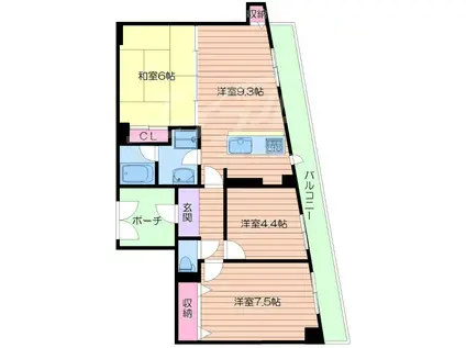 ルナ天神橋(3LDK/11階)の間取り写真